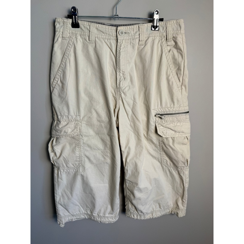 b.u.m. equipment Mens Gray Beige Cargo Shorts 30 Gorpcore Utility Outdoor